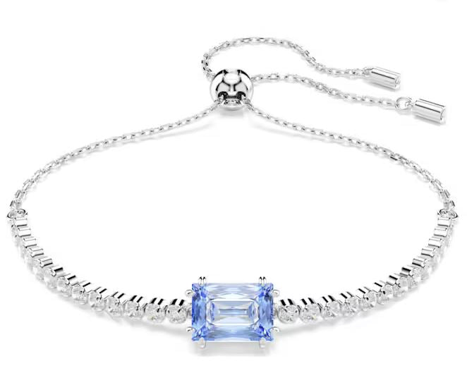 Matrix Tennis bracelet Mixed cuts, Blue, Rhodium plated
