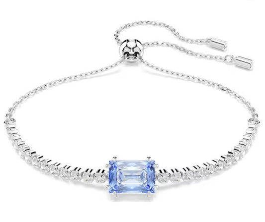 Matrix Tennis bracelet Mixed cuts, Blue, Rhodium plated