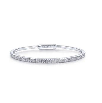 14K White Gold Two Row Diamond Bangle