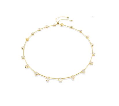 Imber Tennis necklace Mixed cuts, White, Gold-tone plated