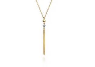 14k Yellow Gold Diamond Pendant Drop Necklace