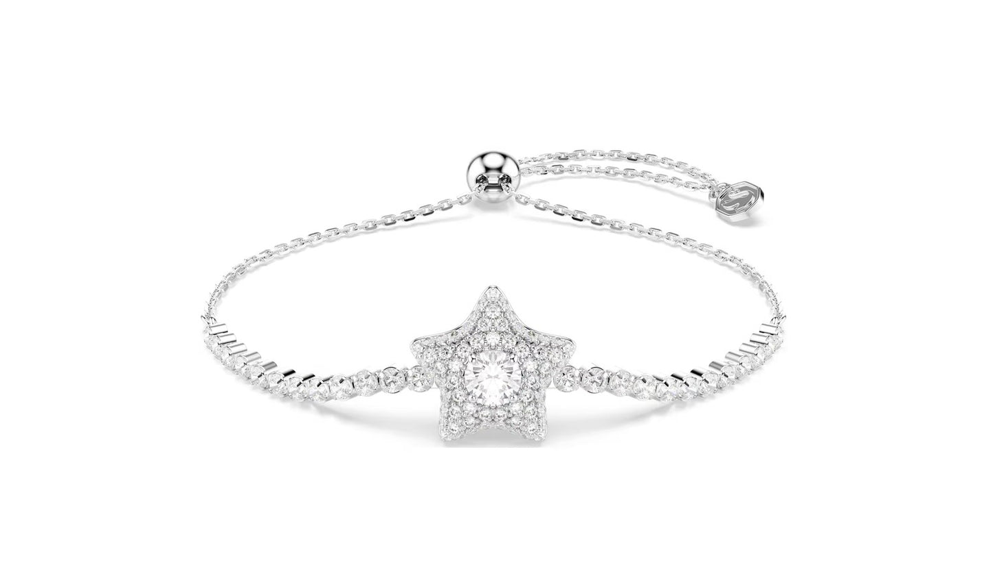 Sublima Bracelet, Round cut, Star, White, Rhodium plated