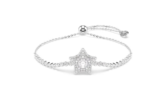 Sublima Bracelet, Round cut, Star, White, Rhodium plated