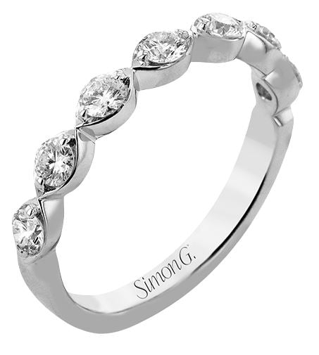 Lady's White 18 Karat Wedding Band Size 6.5 With 0.53Tw Round G/H Si2 Diamonds