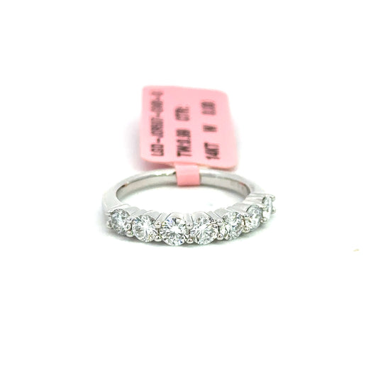 Lady's White 14 Karat Band Anniversary Ring Size 6.5 With 7 0.99Tw Round Diamonds