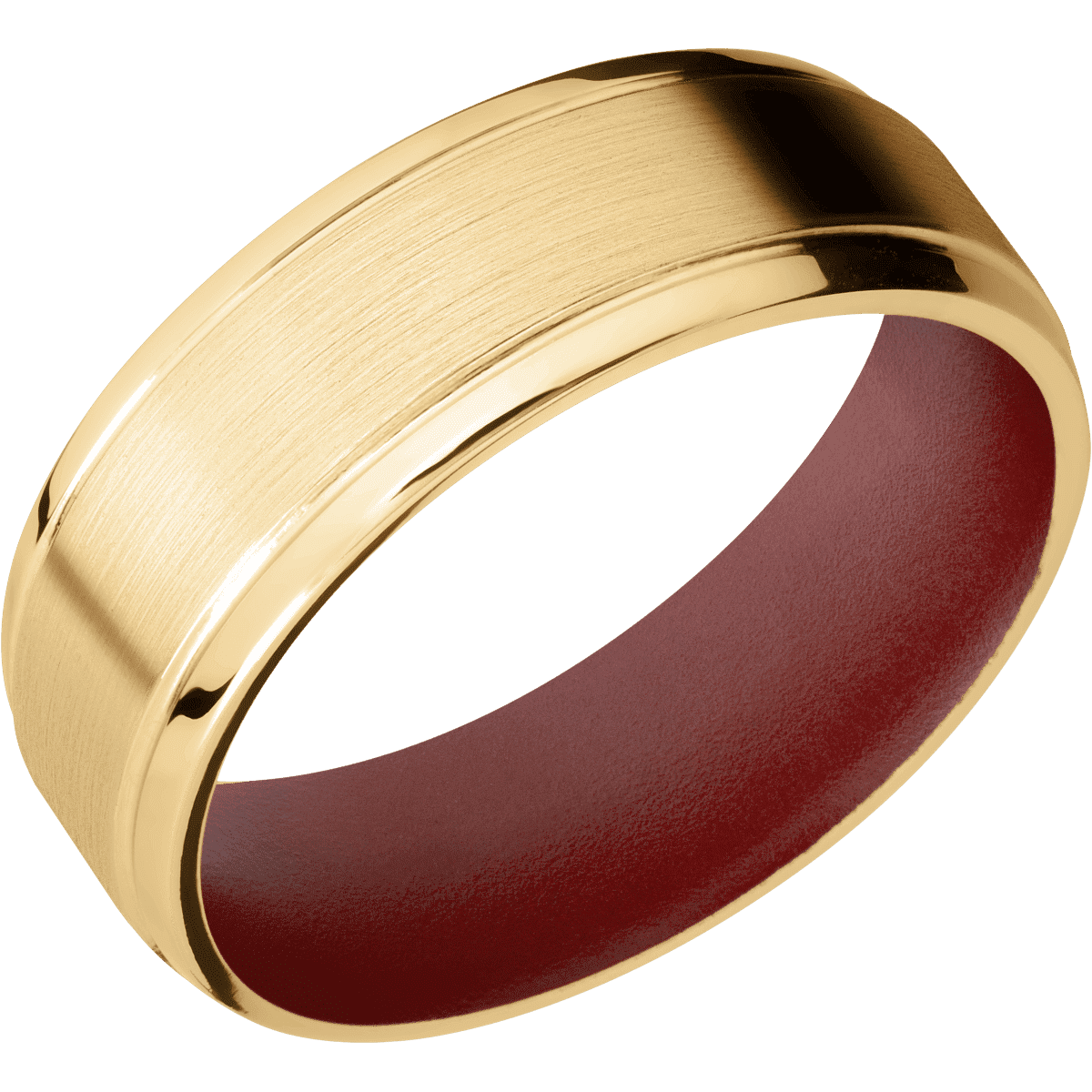 10K Yellow Gold + Satin , Polish Finish + Crimson