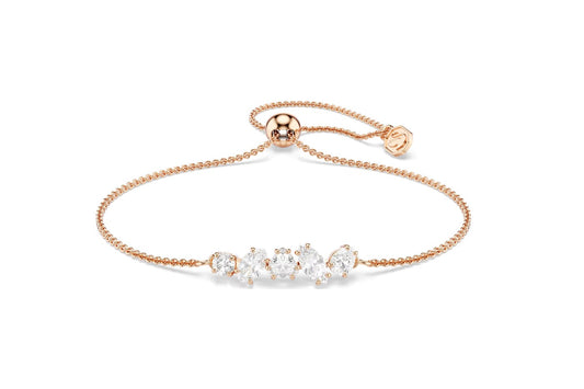Mesmera bracelet Mixed cuts, White, 18K rose gold finish