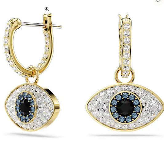 Symbolica drop earrings Evil eye, Blue, Gold-tone plated