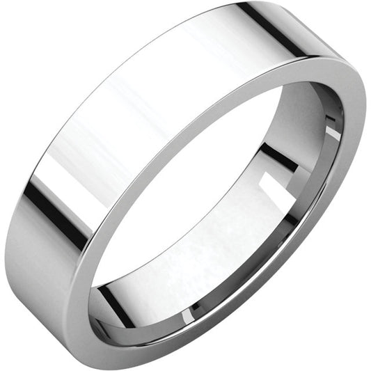 14K White 8mm Flat Comfort Fit Band