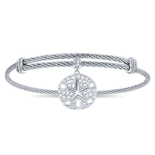 925 Silver/stainless Steel Charm Bangle
