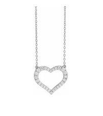 14K White 3/8 CTW Lab-Grown Diamond Heart 16-18" Necklace