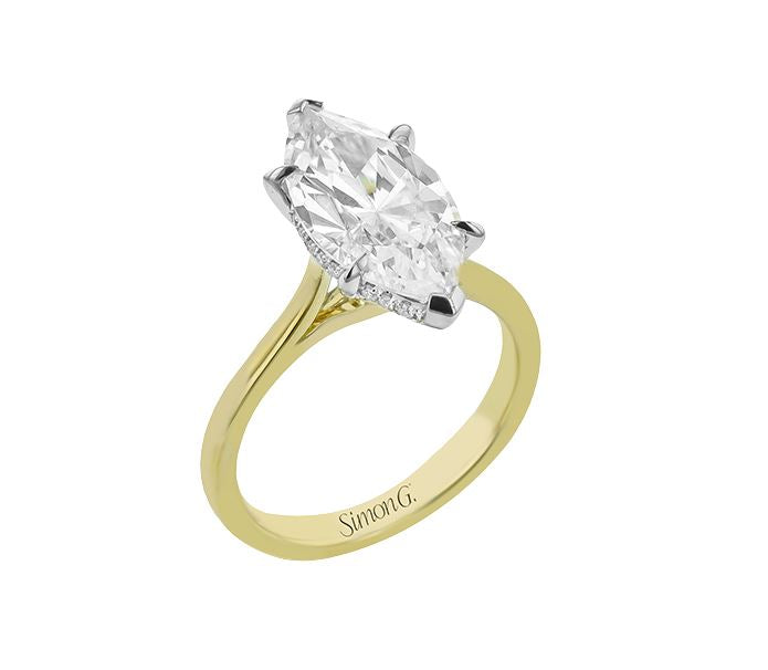 Two-Tone 18 Karat Hidden Halo Ring Size 6.5