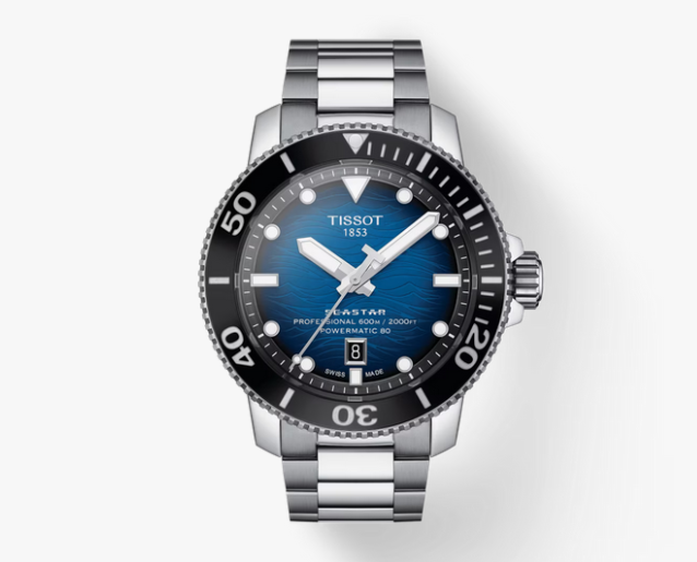 Seastar 2000 Professional Powermatic 80 Stainless Steel with Black and Blue Index Dial