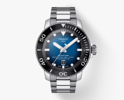 Seastar 2000 Professional Powermatic 80 Stainless Steel with Black and Blue Index Dial