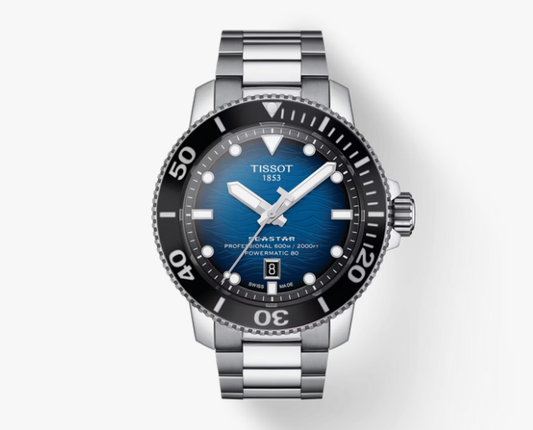 Seastar 2000 Professional Powermatic 80 Stainless Steel with Black and Blue Index Dial