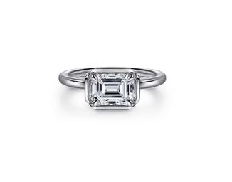 14k White Gold Emerald Cut Diamond Engagement Ring