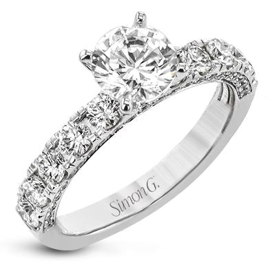 White 18 Karat Classic / Prong / Pave Ring Size 6.5 Serial # 822748 With = 0.97Twt Round G Vs1 Diamonds