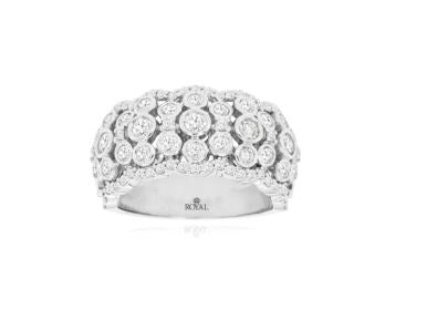 Lady's White 14 Karat Band Fashion Ring With = 1.75Tw Round H/I Si2 Diamonds