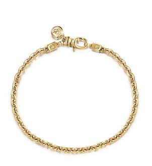 4mm 14K Yellow Gold Mens Hollow Link Chain Bracelet