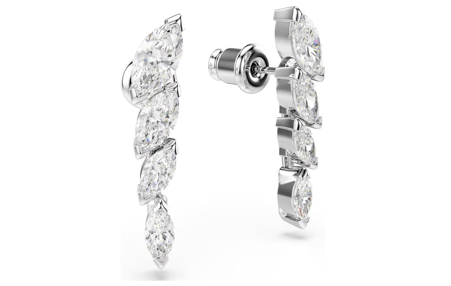 Mesmera earrings Marquise cut, White, Rhodium plated