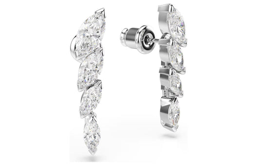 Mesmera earrings Marquise cut, White, Rhodium plated