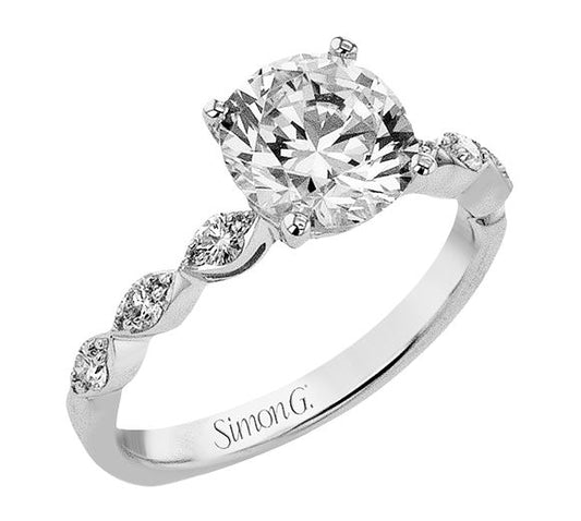 Lady's White 18 Karat Engagement Ring Size 6.5 With 0.21Tw Round G/H Si2 Diamonds