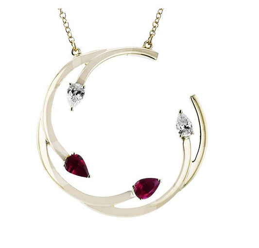 Lady's Yellow 14 Karat Free Form Pendants Length 18