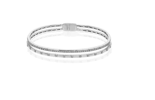 Lady's White 18 Karat Bangle Bracelet With = 0.49Twt Round G Vs1 Diamonds