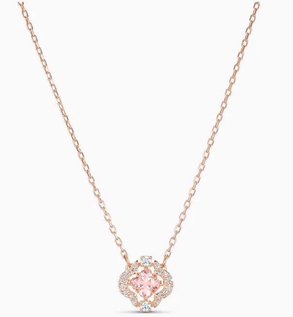 Una necklace Clover, Pink, Rose gold-tone plated