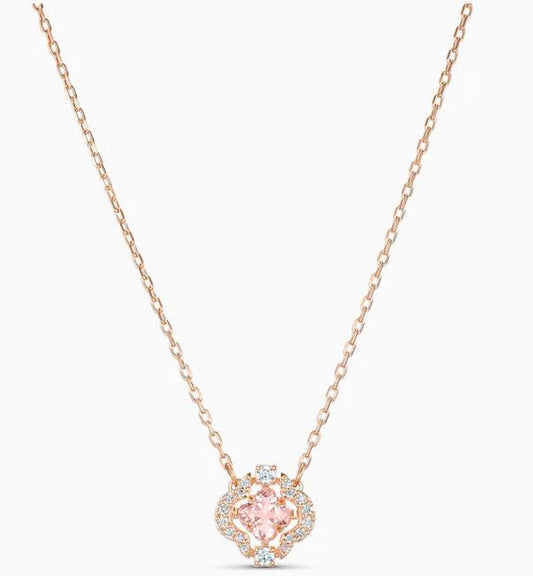 Una necklace Clover, Pink, Rose gold-tone plated