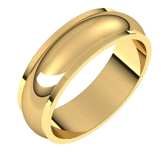 Yellow 14 Karat Half Round Edge Wedding Band Size 11