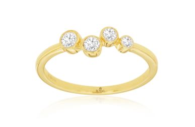 Lady's Yellow 14 Karat Promise Fashion Ring Size 6.5 With 4 = 0.23Tw Round I I2 Diamonds