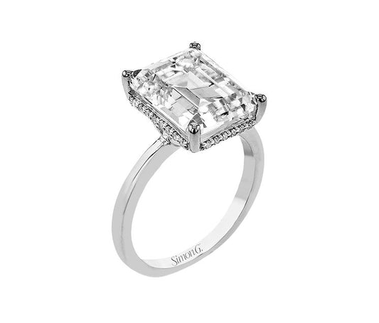 Lady's White Platinum Hidden Halo Ring Size 6.5 Old Key 820862 With 28 = 0.10Tw Round G Vs1 Diamonds