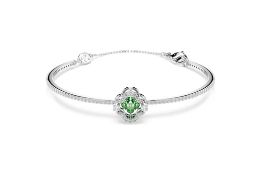 Una Angelic bangle Mixed cuts, Green, Rhodium plated