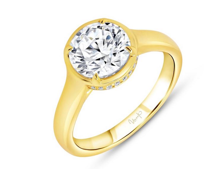 14K Yellow Uneek Alexandria Collection Halo Engagement Ring