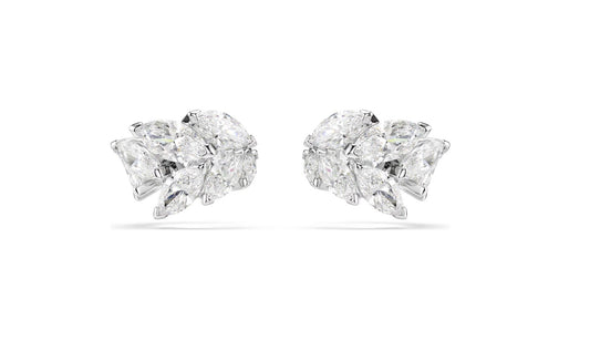 Mesmera ear cuffs Marquise cut, White, Rhodium plated