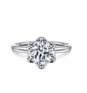 14K White Gold Round Solitaire Engagement Ring
