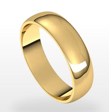 Yellow 14 Karat Half Round Light Wedding Band Size 11