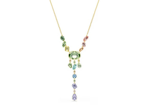 Gema Y necklace Mixed cuts, Multicolored, Gold-tone plated