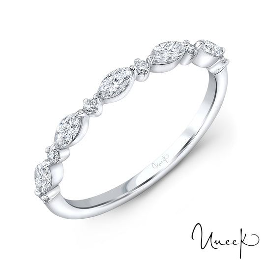 14K White Uneek Stackable Collection 1-Row Marquise Diamond Fashion Ring