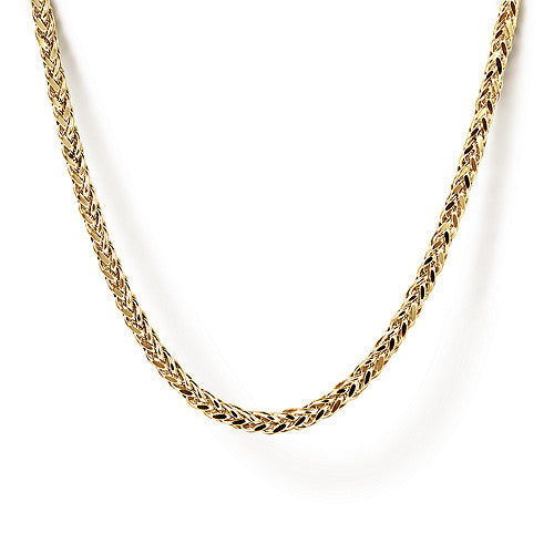 22 Inch 14k Yellow Gold Mens Wheat Chain Necklace