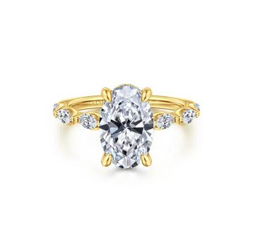 14K Yellow Gold Oval Diamond Engagement Ring
