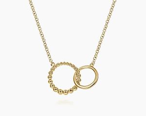 14K Yellow Gold Bujukan Beaded Double Circle Necklace