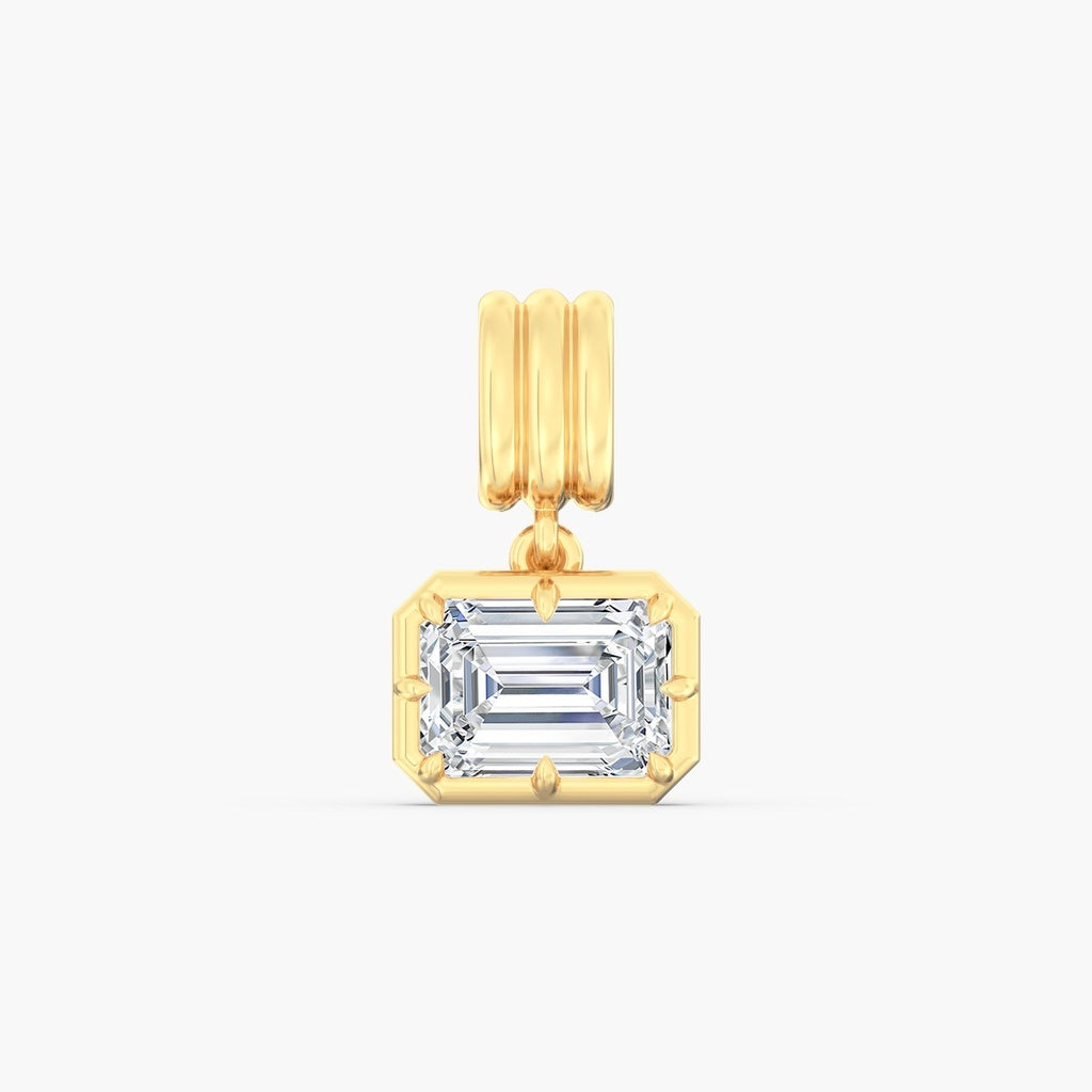 14K Yellow Bezel Emerald Lab Grown Pendant