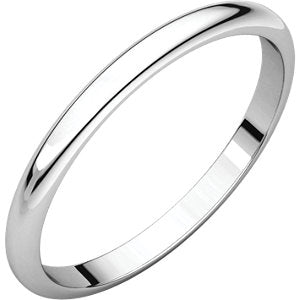 14K White 3mm Half Round Band