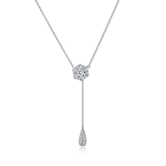 Lady's White 18 Karat Y Necklace Necklace With 54=0.73Tw Round G Vs1 Diamonds