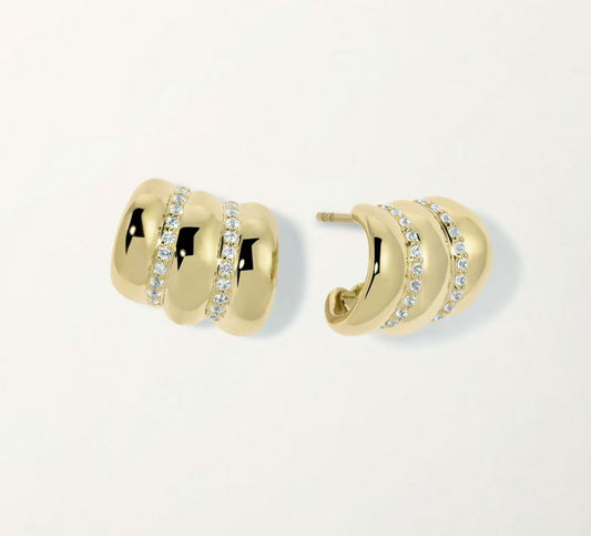 14k Pave Ripple Ear Climbers (Medium)