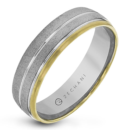 Two-Tone Zirconium/14K Classic Wedding Band Size 10