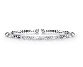14k White Gold Bujukan Diamond Bar Split Bangle