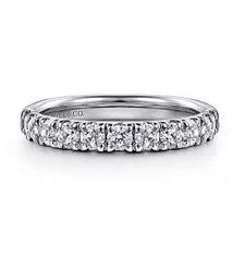 14k White Gold 11 Stone French Pavé Diamond Wedding Band